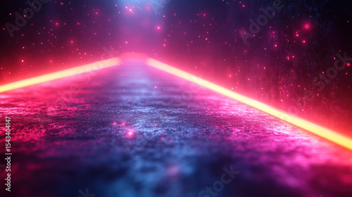 Neon pink and blue light trails on a textured, dark surface.  Abstract, futuristic, and vibrant