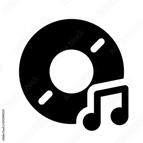 Compact disc icon with music note indicating audio CD.