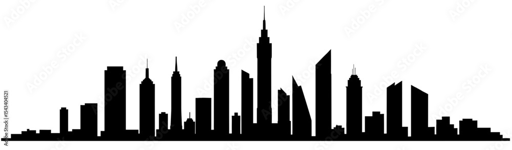 Naklejka premium Silhouette of a city skyline with modern buildings for urban design concepts