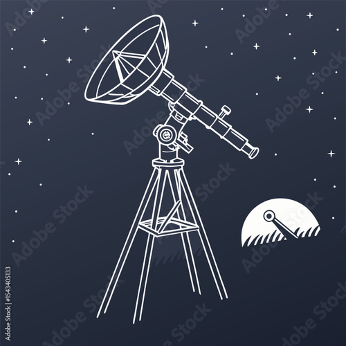 Astronomical Observation An Outline of a Telescope in the Dark Night