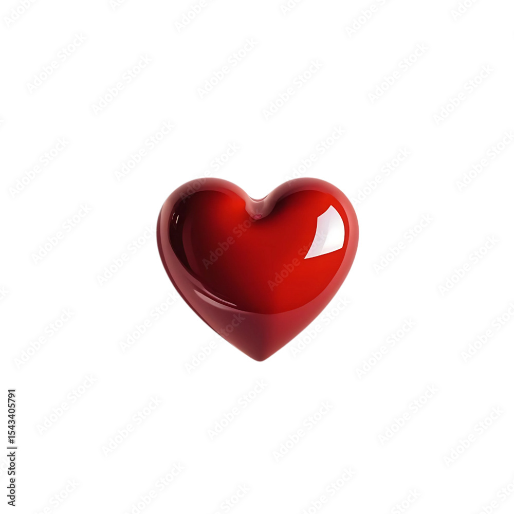 Fototapeta premium Shiny red heart 3d render on transparent background