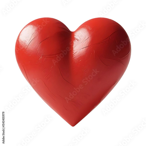 Red heart shape 3d render isolated on transparent 