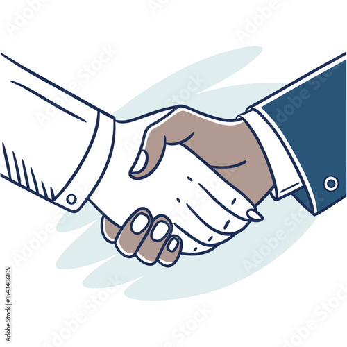 Drawing depicting a handshake between two people with different skin tones