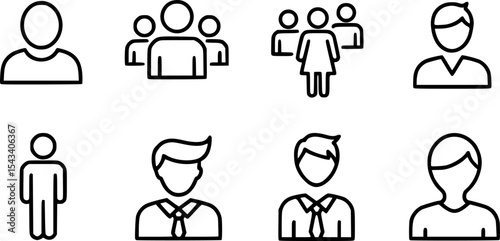 set of people line icons, such as human, team, person, man