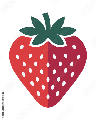 A flat vector illustration of a strawberry. This fresh fruit design is a graphic icon for healthy food, sweet dessert, and summer deliciousness.
