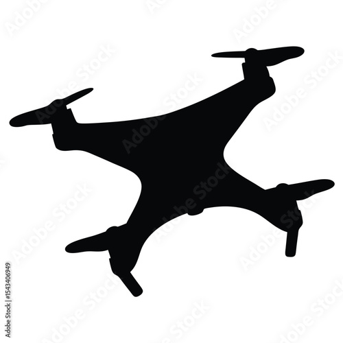 Silhouette of a modern drone with rotors on a white background