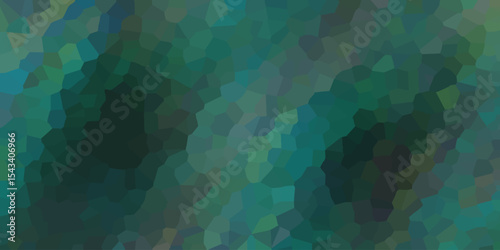 Abstract geometric mosaic illustration in various shades of green and teal for artistic designs and digital backgrounds