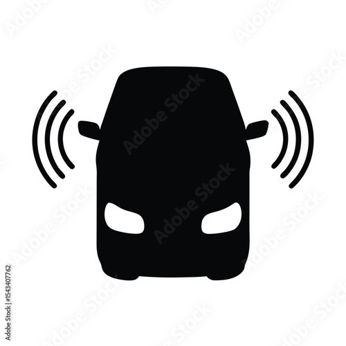 Smart Car Icon Showing Sensors and Autonomous Driving Technology Concept