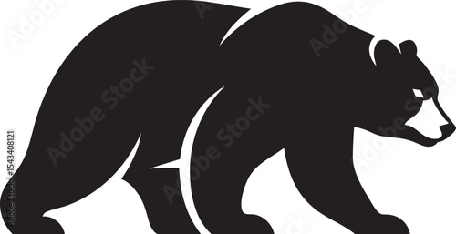 Minimalist Black Bear Silhouette Vector Icon Illustration - Wild Nature Animal Concept Design Element