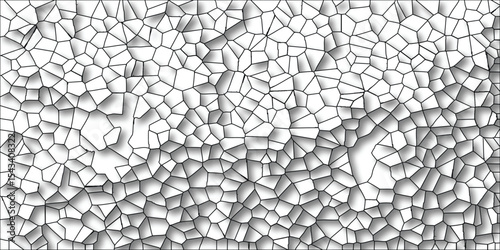 Abstract geometric mosaic pattern with polygonal shapes and shadows evoking a sense of depth and visual texture across the surface.