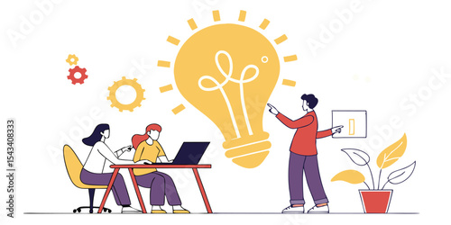 Teamwork in the office generates creative ideas for business development success