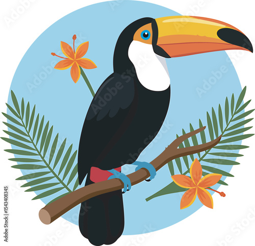 Colorful Toucan Bird Clip Art  vector and Illustration white color background
