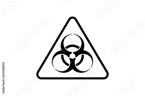 Black biohazard symbol inside a triangle outline