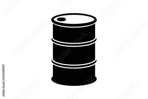 Silhouette of a metal barrel with bands around it