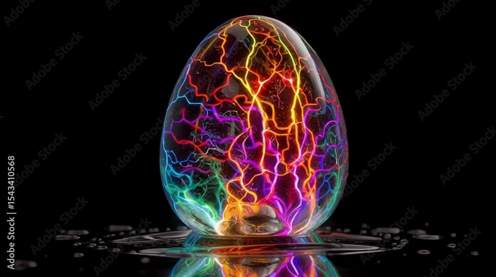 Electric egg. Artistic Inmersive video in high resolution, ideal screen, web, social media and advertising. Artistic design with futuristic shapes.	