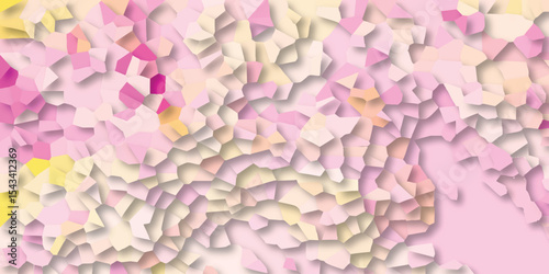 Abstract mosaic pattern in pink tones with geometric shapes and soft shadows