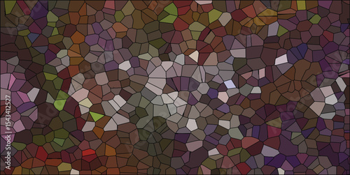 Abstract mosaic pattern with organic shapes in various shades of brown and purple, evoking a feeling of artistic texture and depth.