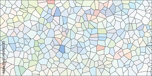 Abstract mosaic pattern with irregular geometric shapes in pastel tones forming a textured background