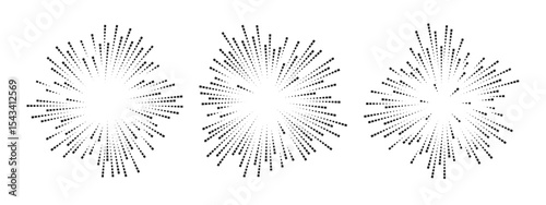 Abstract sound waves represented by circular patterns. Three distinct waveforms radiate outward, symbolizing music and sound dynamics. Vector.