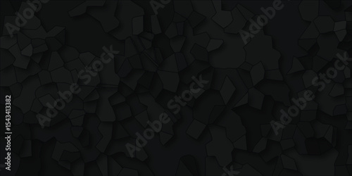 Dark matte geometric broken tiles texture surface forming an interesting and modern design composition suitable for digital graphics