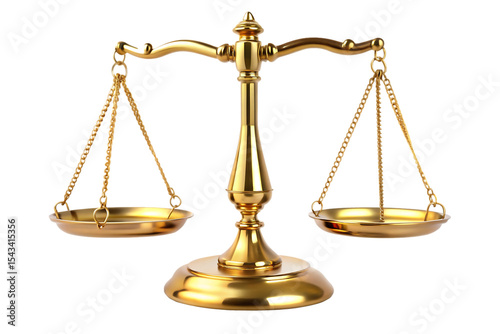 Golden scales of justice isolated on a white background