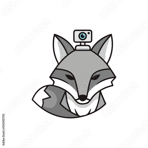 Funny domestic mammal pet dog or wolf head icon vector cartoon illustration