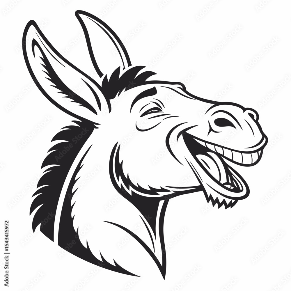 Obraz premium Smiling Donkey Vector Logo Style