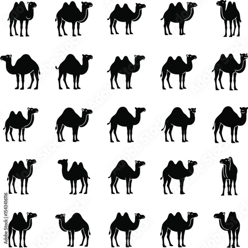 Collection of camel silhouettes black and white