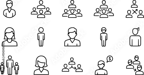 set of business people icons, such as meeting, team, structure, communication, member, group