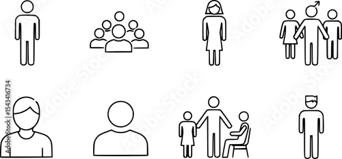set of business people icons, such as meeting, team, structure, communication, member, group