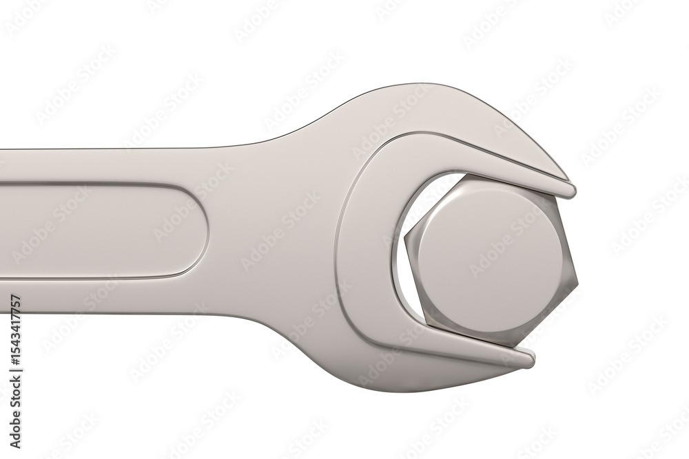 Fototapeta premium Wrench and bolt on white background. Isolated 3D illustration