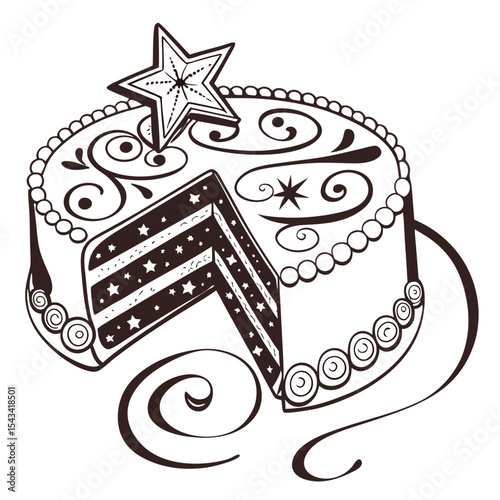 A unique abstract star birthday cake with an artistic design, bringing a modern and creative touch to any celebration.