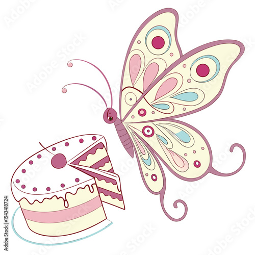 An enchanting butterfly birthday cake with delicate wings, bringing beauty and grace to any joyful celebration.