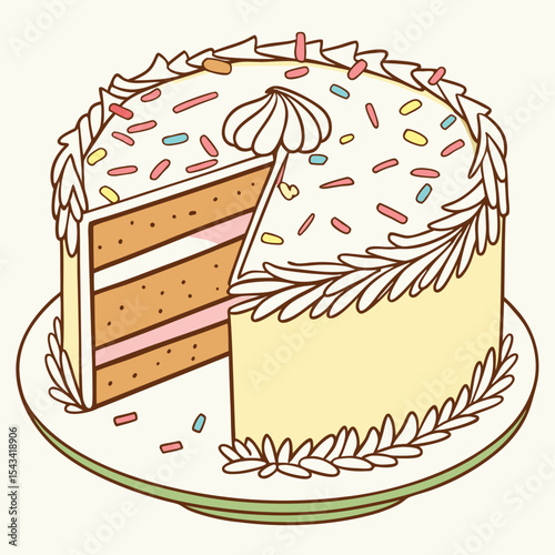 A delicious coconut layer birthday cake with toasted flakes, offering a tropical and flavorful treat for a special celebration.