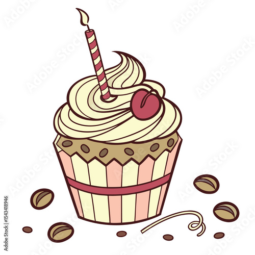A cozy coffee cup birthday cake topped with whipped cream, ideal for a coffee lover's special and comforting celebration.