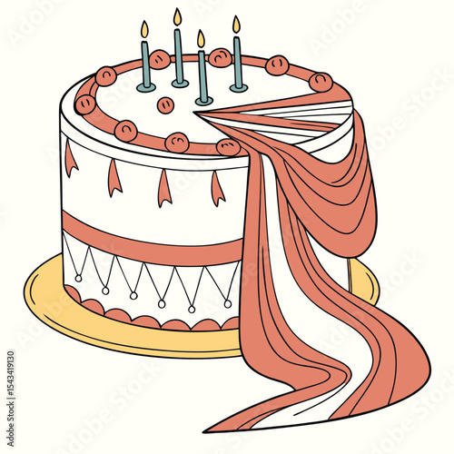 An elegant draped fabric birthday cake with soft folds, creating a sophisticated and flowing design for a special celebration.