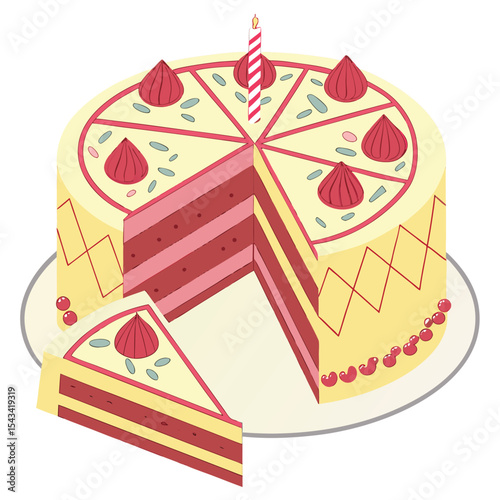 A modern birthday cake with a geometric shard design, showcasing sharp angles and contemporary style for a unique celebration.