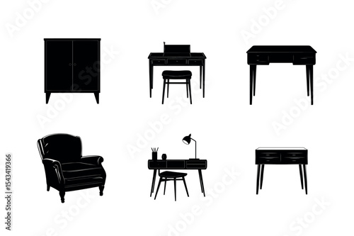 Silhouette set of mid century modern furniture