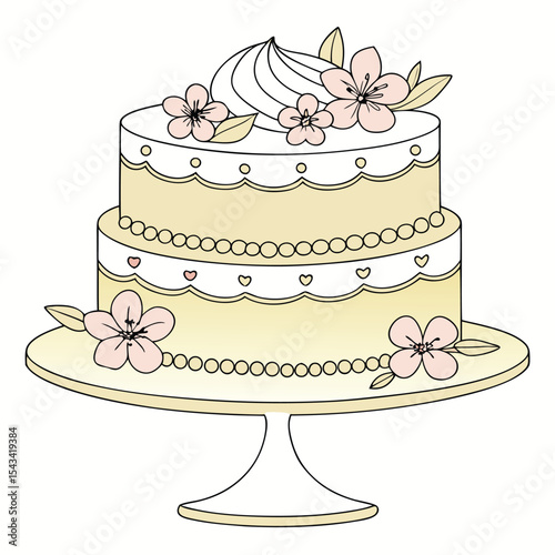 A luxurious golden birthday cake adorned with delicate edible flowers, exuding elegance and beauty for a grand celebration.