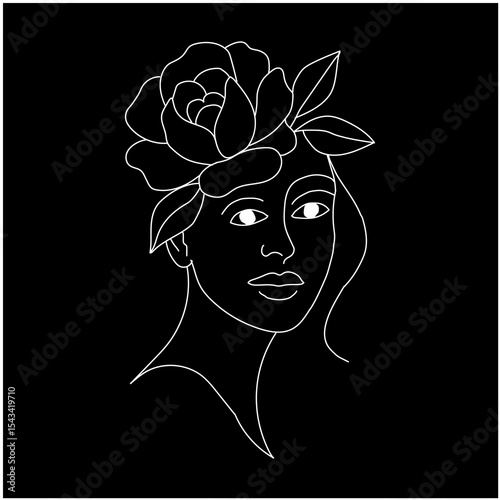 a girl with flower on head