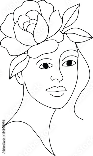 a girl with flower on head