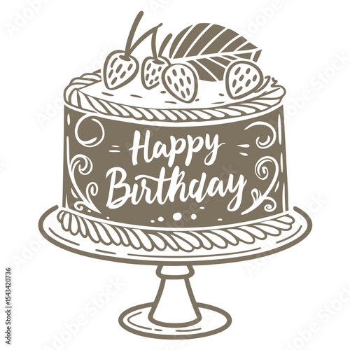 Rustic buttercream cake, subtle texture, charming for a happy birthday.