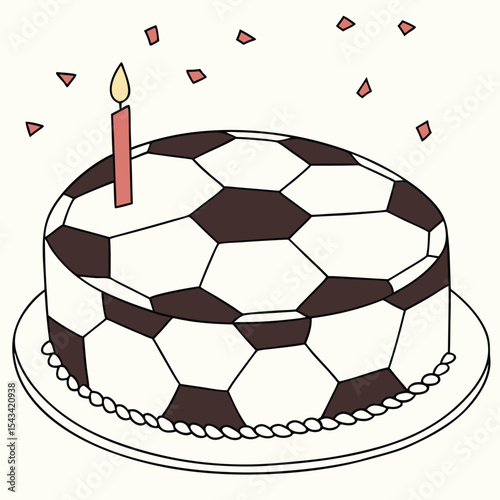 Soccer ball cake, hexagonal pattern, exciting for a happy birthday fan.