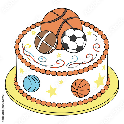 Sports ball cake, perfect sphere, fun for a happy birthday athlete.