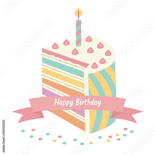 Square layered cake, pastel colors, soft and pretty for a happy birthday.