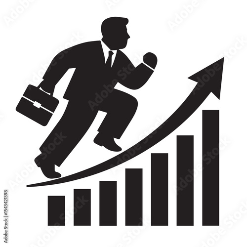vector illustration. silhouette of a person trying to climb to achieve success