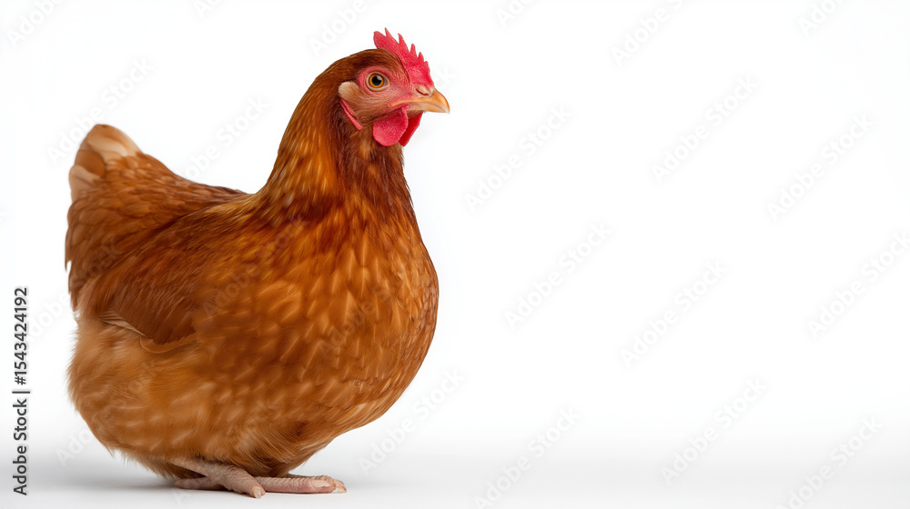 Fototapeta premium Full Body Brown Chicken Hen on White Background