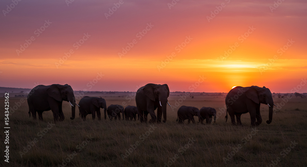 Fototapeta premium herd of horses in the sunset