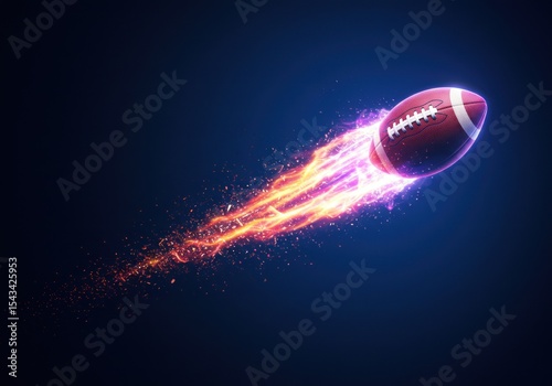 Wallpaper Mural A glowing American football hurtles through the air, trails of fire and sparks following its path Torontodigital.ca