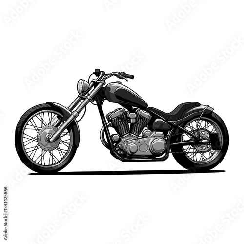 Stylized Illustration of a Classic Chopper Motorcycle a Powerful Symbol of Freedom and Rebellion on the Open Road